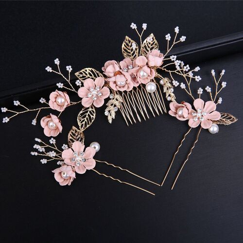 White Flower Pearls Hair s Wedding Head Comb Hairpins Hair C