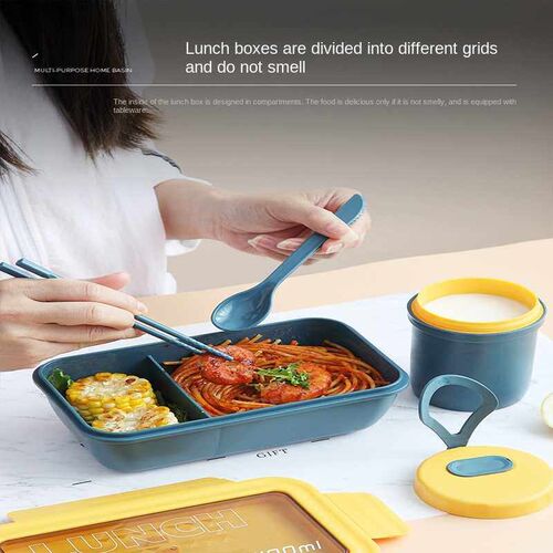 1100ml Microwave Lunch Box Portable 2 Layer Food Container H