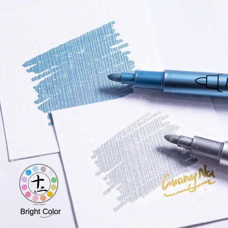 12 Color Metallic Marker Pen Resin Drawing Pen Acrylic Paint图片