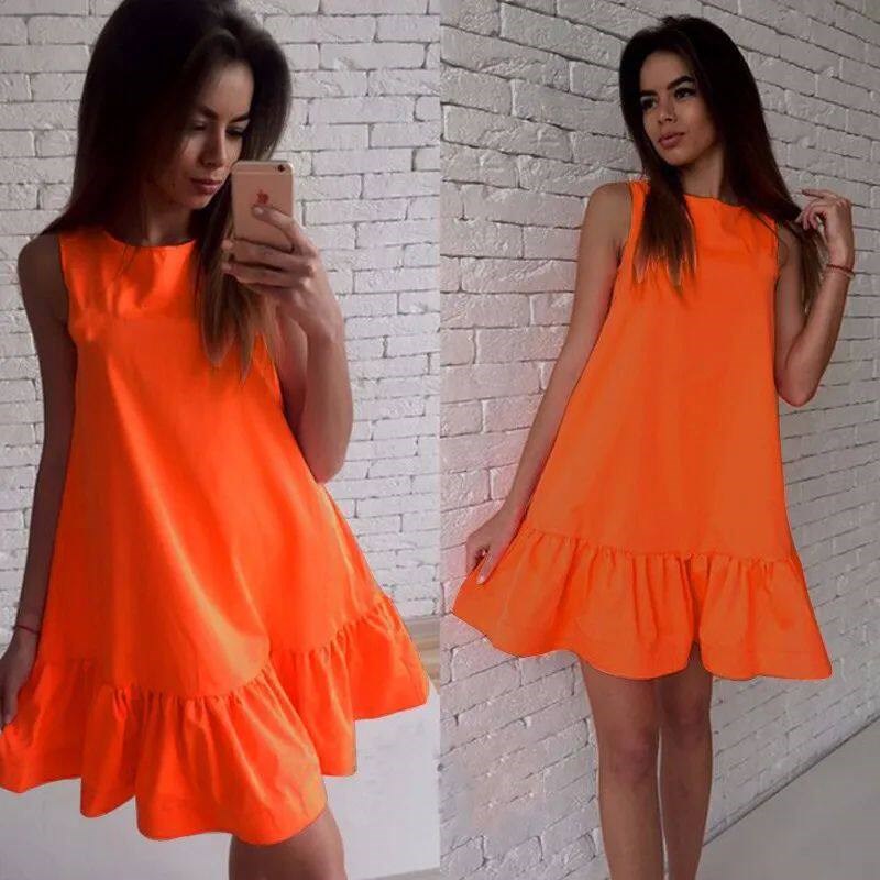 2024 Summer Solid Beach Chiffon Dress Women Casual图片