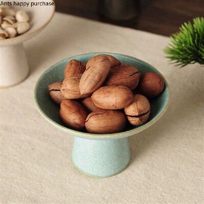 High-footed Refreshment Tray Round Ceramic Plate Snack Tray