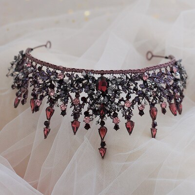 Vintage Baroque Headbands Purple Crystal Tiaras Crowns Bride