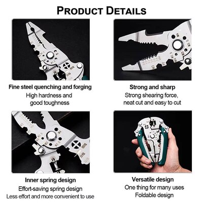 Multifunctional folding electrician wire stripping and cutti