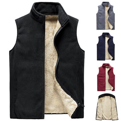 Mens Vest Fleece-lined Leisure Waistcoat Plus Size Vest Men
