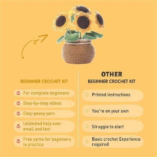 Crochet Kit DIY Sunflower Potted Plant Crochet Kit With