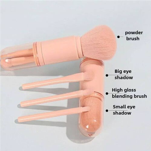 4in1 Travel Makeup Brushes Set Retractable Kabuki Brush and