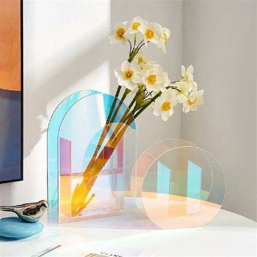 Nordic Colorful Transparent Acrylic Flower Vase INS Style