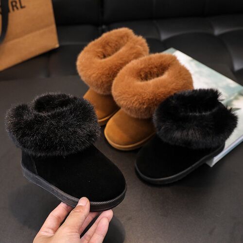 2025 Childrens Snow Boots Girls Plus Velvet Princess Short