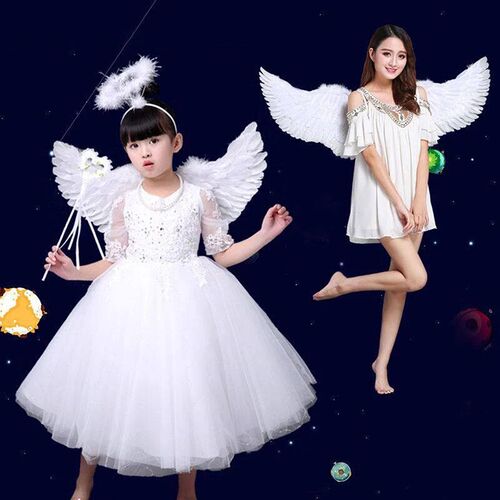 1Pc Kid Adult Party Swallow White Angel Feather Wing Wand Co
