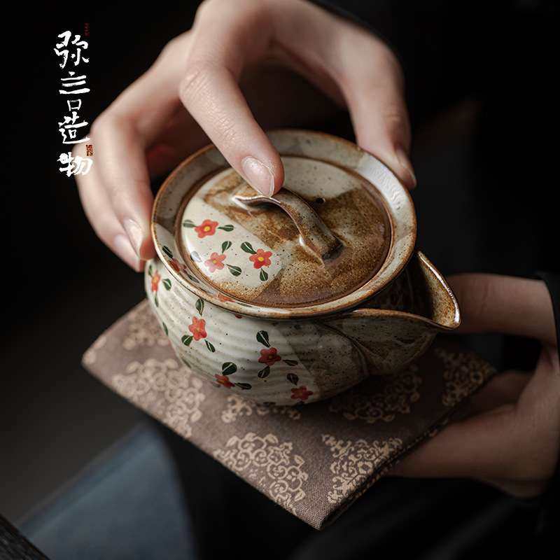 弥言纯手绘小红花茶壶泡茶壶宝瓶壶陶瓷创意茶具单壶手抓壶仿柴烧,3C数码配件,其它配件,淘宝优惠券,粉丝福利购,淘宝优惠卷