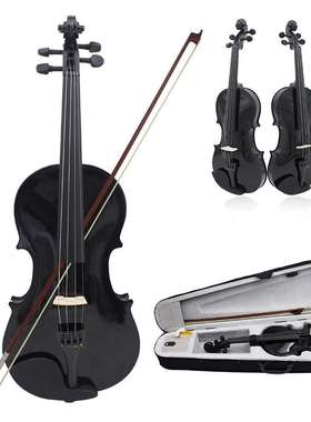 4/4实木小提琴成人儿童初学者练习演奏提琴黑色普及小提琴violin