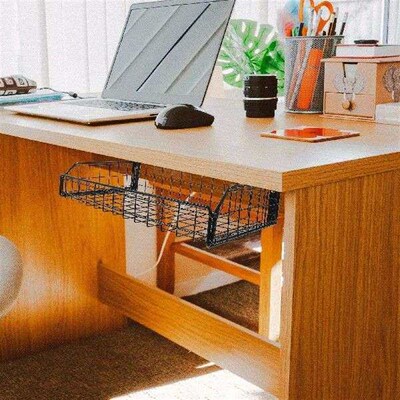 Cable Management Tray Large Black Under Desk Wire ganizer