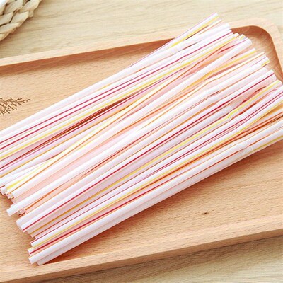 Disposable Colorful Bent Plastic 100PCS Drinking Straws Flex
