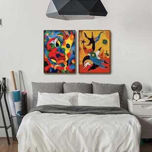 欧式米罗抽象动物客厅沙发背景墙挂画卧室餐厅幼儿园儿童房装饰画