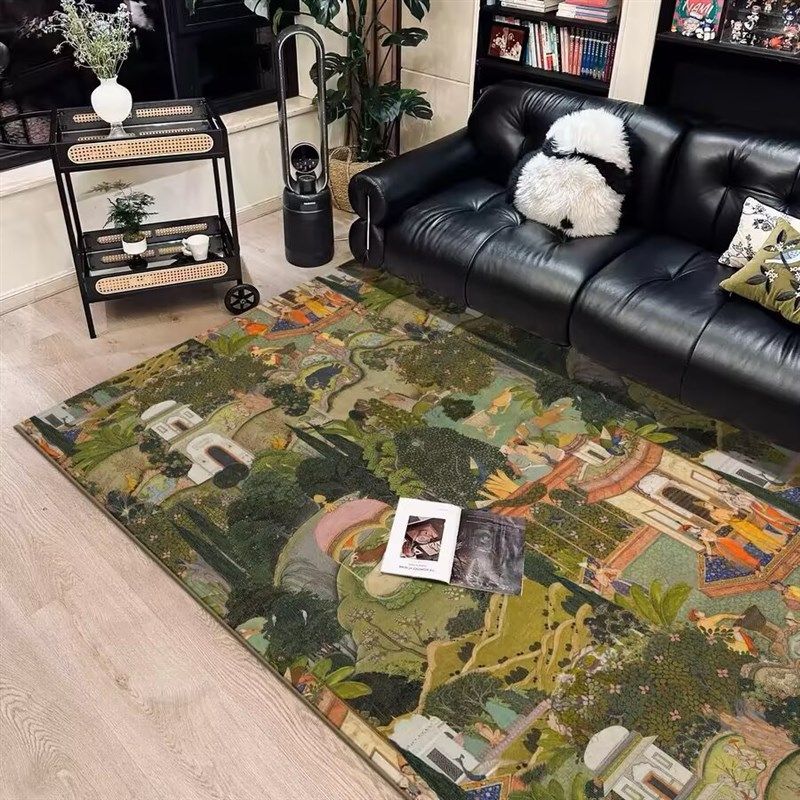 斋浦尔花园高级地毯中古客厅美拉德沙发茶几垫墨绿房间卧室床边毯,居家布艺,地毯,淘宝优惠券,粉丝福利购,淘宝优惠卷