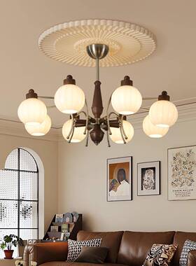 客厅吊灯法式中古风2025新款复古高级氛围感护眼主卧室大厅灯453L