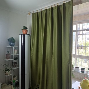 成品遮光窗帘挂钩款橄榄绿垂顺阳台卧室客厅