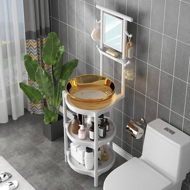 洗脸盆架子落地家用新款加厚加粗厚塑料农村浴室脸盆架防锈送镜子