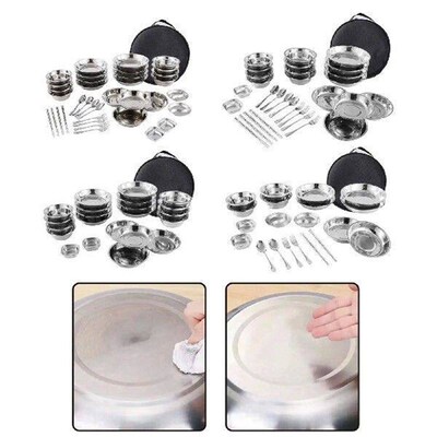 Stainless Steel Plates and Bowls Camping Set Dinner Plate