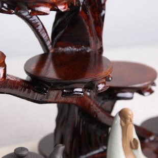 红木根雕底座奇石头摆件工艺品紫砂壶博古架花瓶花盆实木多层托架