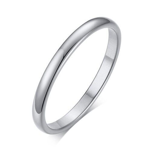 2MM Thin Classic Dome Ring Stainless Steel Wedding Band for