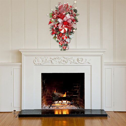 Christmas Wreath Candy Cane Artificial  Wreath Window