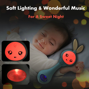 Baby Music Flashing Rattle Toys Rabbit Teether Hand Bells Mo