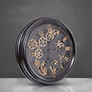 饰钟表 钟表铁艺指针墙壁装 欧式 艺术复古齿轮挂钟家用客厅餐厅个性