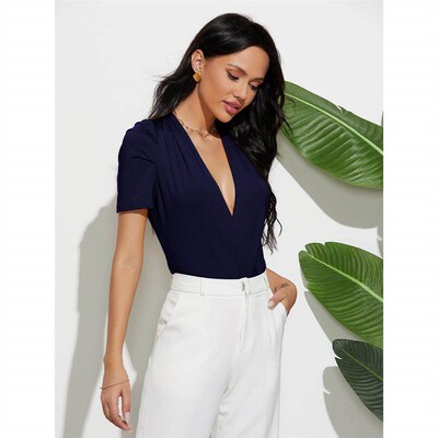 Womens top with pleated sleeves and bottom layer,