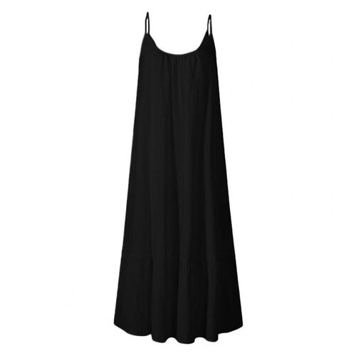 Summer Dress Low Round Neck Loose Casual Women Sling Solid