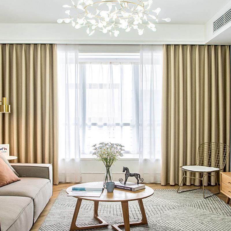 2024年新款卧室客厅处理全遮光窗帘成品隔热防晒遮阳布料