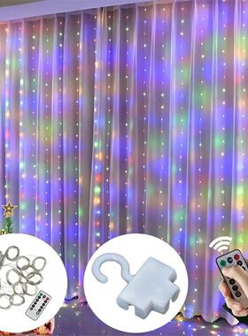 LED铜线灯串USB遥控窗帘灯圣诞灯挂钩低压房间装饰彩灯铜丝窗帘灯