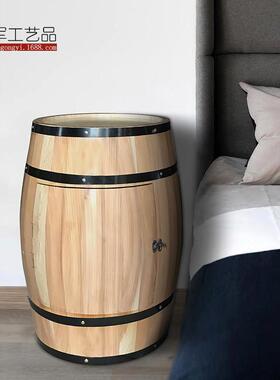 木桶储床头柜田园风欧式美式柜收纳柜客厅型斗柜边柜2020025物柜