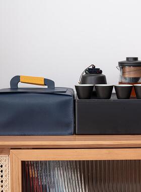 联纵一高档旅行25881茶具套装玻璃快杯品壶四杯茶客盘旅行包商务