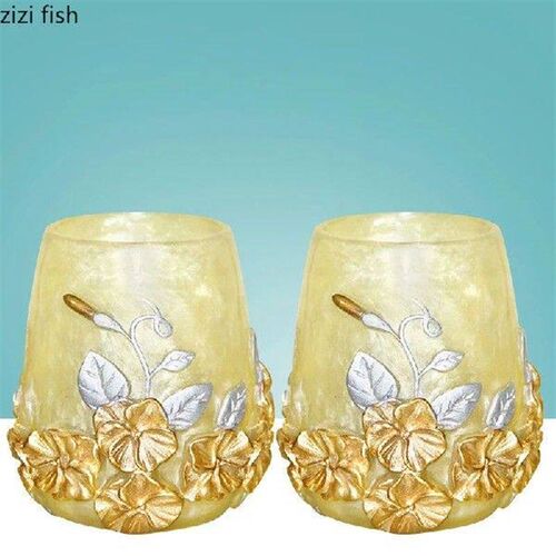 Resin Mouthwash Cup Flowers Relief Pattern Toothbrush Cup