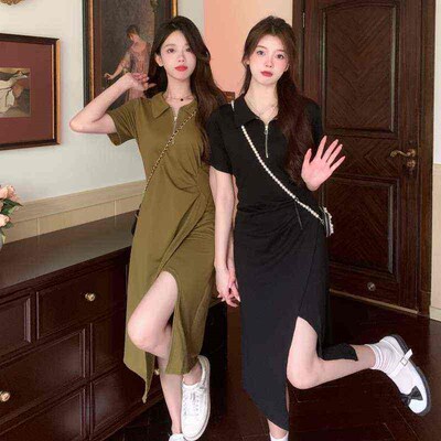 2019Summer New Large Size Tight Waist Slimming POLO Collar P