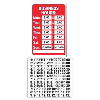 2 Pcs Decal Stickers Business Hours Opening Sliding Doors
