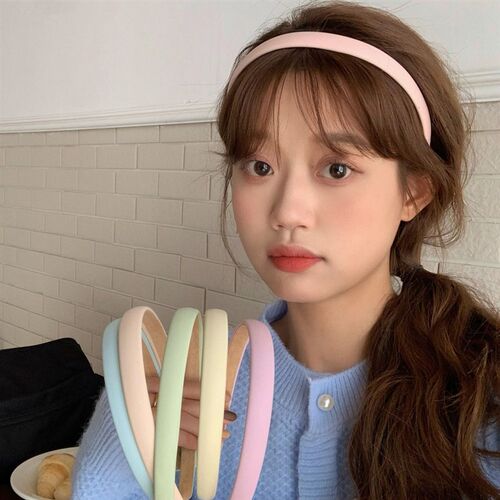 Candy Color PU Leather Headbands for Women Thin Wide Girls H