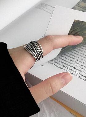 Silver Color Vintage Layered Womens Open Rings Adjustable L
