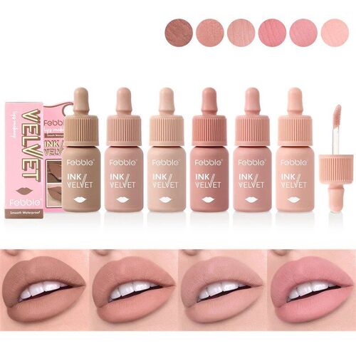 12-color velvet lip gloss matte, light nude liquid