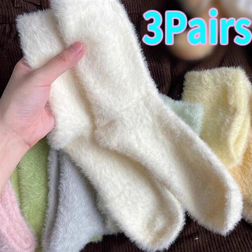 Candy Color Plush Mink Socks High Quality Soft Super Elastic