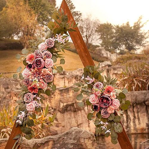 2 Pcs Artificial Wedding Arch Flowers Kit Wedding Flowers Ga