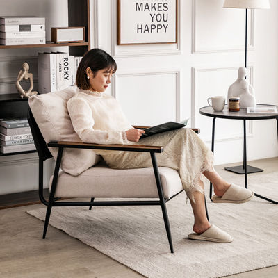 现代意式铁艺单人沙发办公会客商务咖啡酒店售楼部s接待桌椅