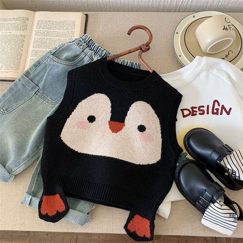 Childrens Cute Sweater Knitted Vest For Girls, Korean Versi