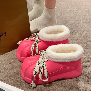 Boots Womens Chunky Heel Low Snow Thick Velvet Winter Warm