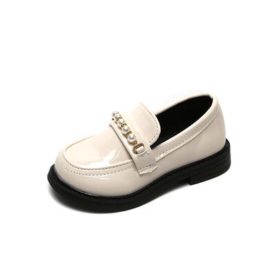 Girls Leather Shoes for School Party Wedding Kids Black Loaf
