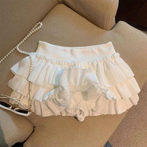 Sweet Puffy Cake Women Skirt Korean Fahion Ruched Ruffle Ski