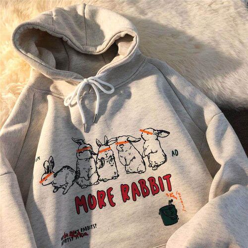 Sweatshirt For Womens More Rabbit Print Winter Korean Style