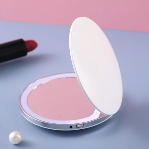 Portable Mini Makeup Mirror Compact Pocket USB Chargeable Tw