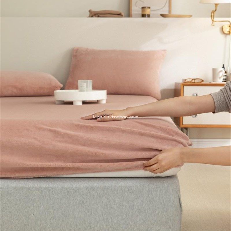 水晶绒单床笠 冬季加厚床垫保护保暖纯色防滑1.5/1.8床/,床上用品,床笠,淘宝优惠券,粉丝福利购,淘宝优惠卷